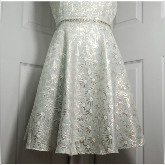 Ryu Mint Sleeveless Brocade A-Line Dress - Picture 5 of 16